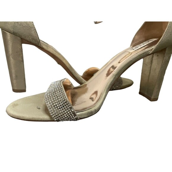 Badgley Mischka Champagne Gold Elizabeth Embellished Wedding Block High Heel 11 - Picture 11 of 16